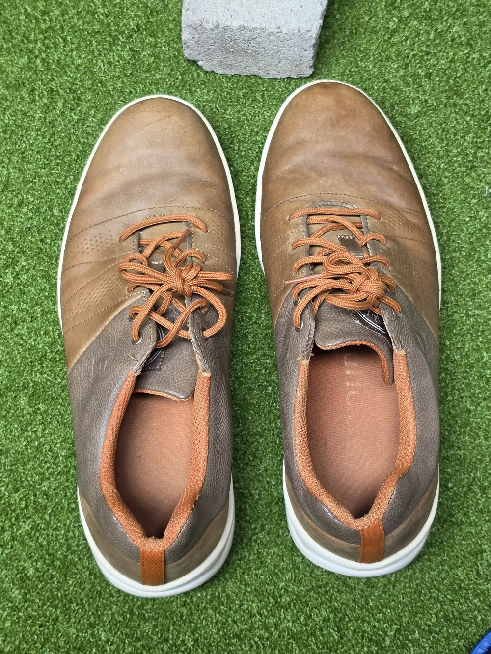 FootJoy Shoe Men Size 9.5 M Contour Casual Brown Leather Spikeless Golf Sneaker